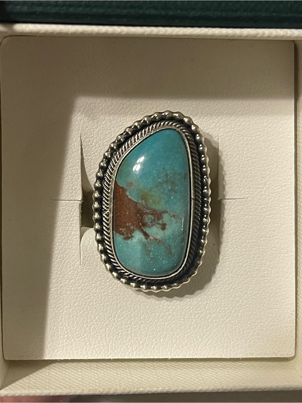 Scott Skeets Native Made Sterling Silver Kingman Turquoise Statement Ring